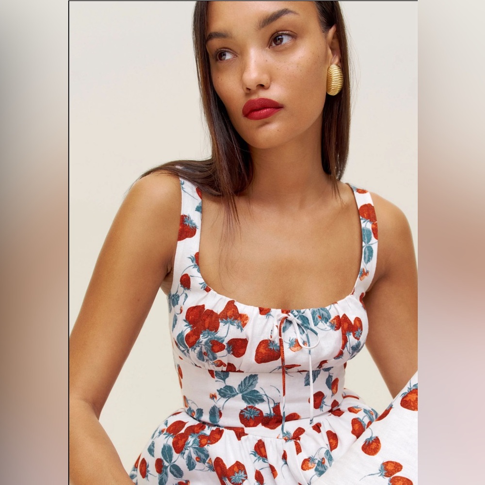 Reformation strawberry Balia Linen Dress